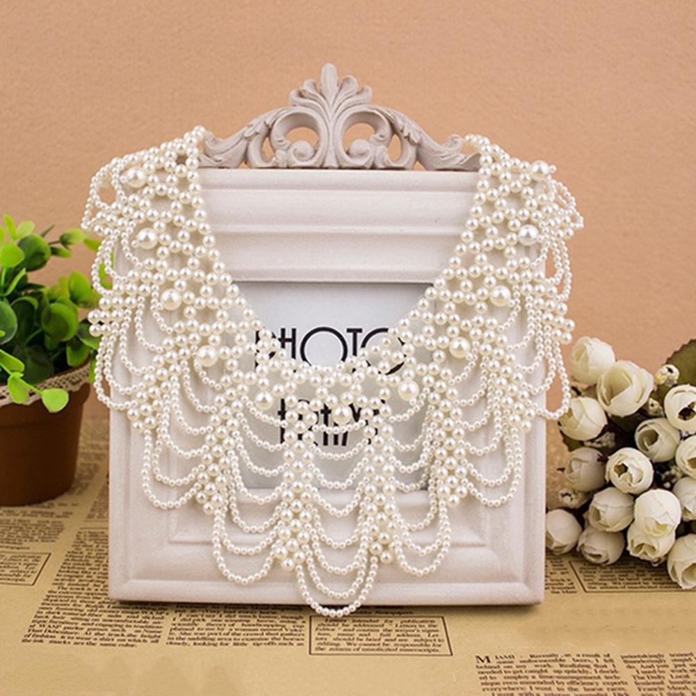 Pearl Necklace Hollowed Collar Elegant Imitation Statement