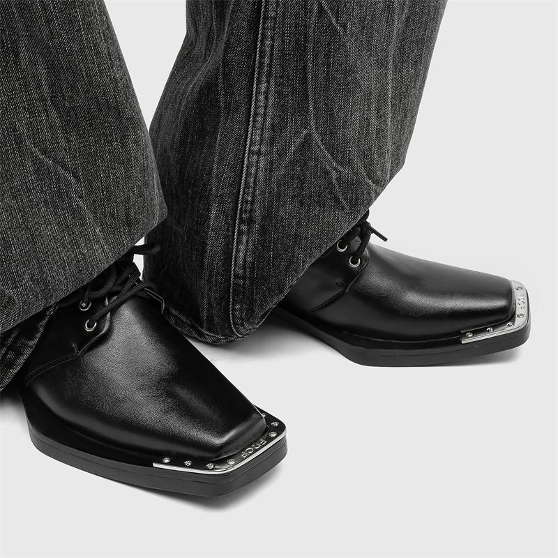 Men's Black Leather Shoes Designer Luxury Style Party or Office Party or Office 38-46 Outdoor Trendy Street Hot Selling Shoes