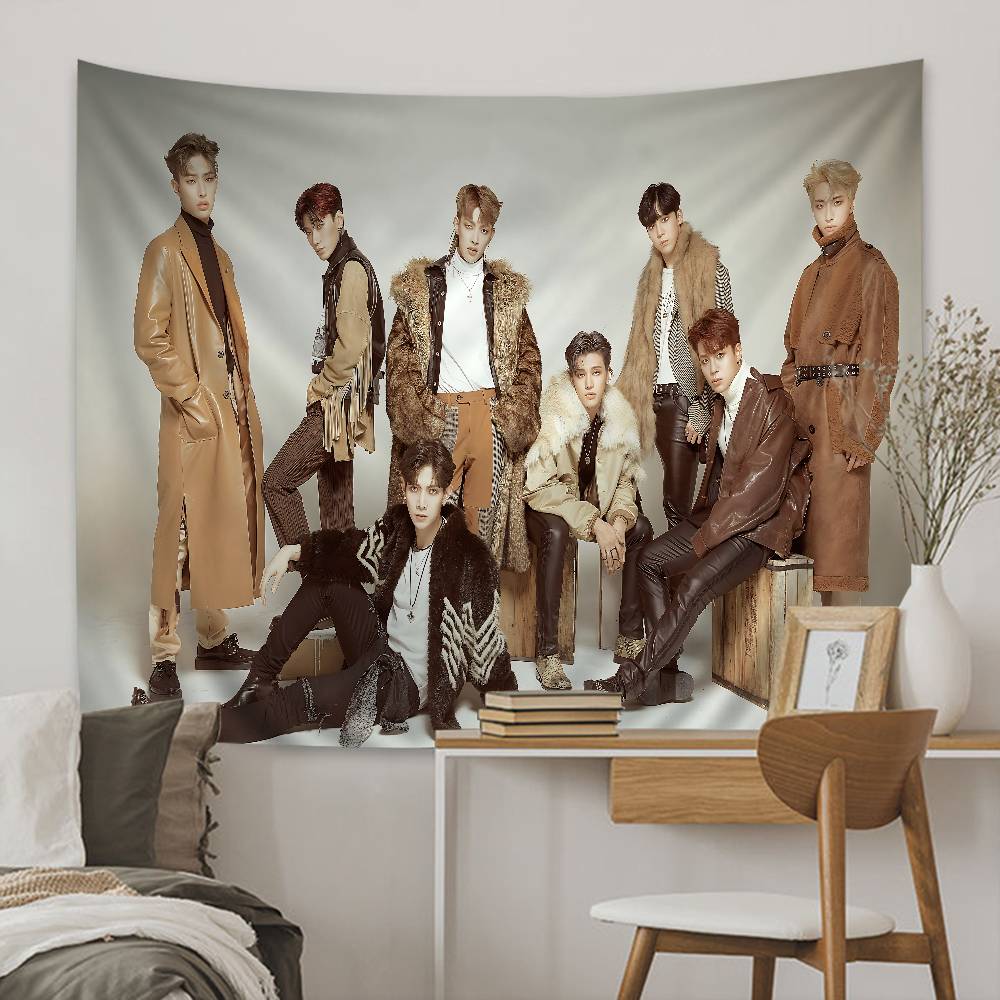1pc Classic KPOP Hot Aateez Singer Hippie Wall Hanging Tapestries Art Science Fiction Room Home Decor Kawaii Room Decor