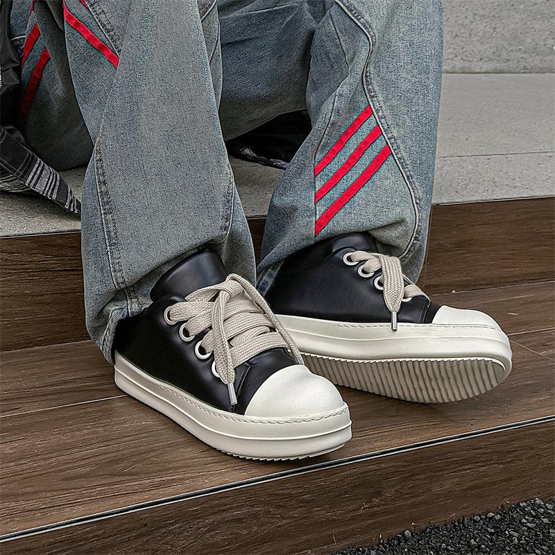 Shoes men's thick-soled low-top board shoes heightened lace-up Korean version casual leather shoes student couple single shoes tide 6261-M