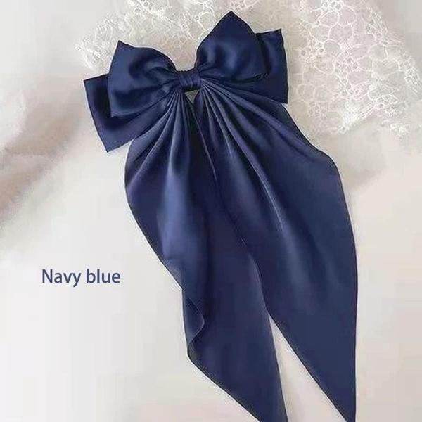 

Лента бант заколка для волос большая винтажный стиль заколка пружинная заколка аксессуар для волос головной убор аксессуар темно-синий