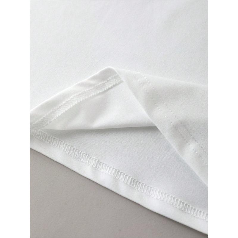 European Size Short Sleeve Round Neck T-Shirt 2026 Spring/Summer New Arrival White Casual Bow  Print Women's Fun Regular Top
