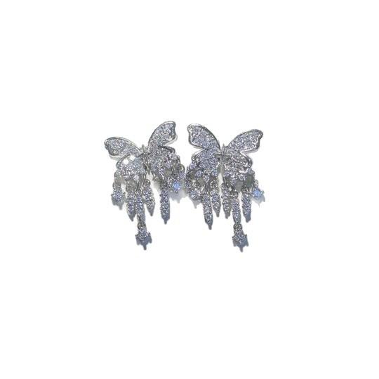 New light luxury retro style bright butterfly earrings fashionable simple and versatile high-end earrings ear jewelry