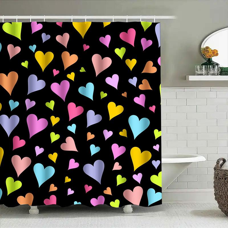 Brushstroke Pattern Shower Curtain Set Rustic Modern Bath Decor 3D Printed Fabric Curtains For Bathroom Watercolor Design Multip
