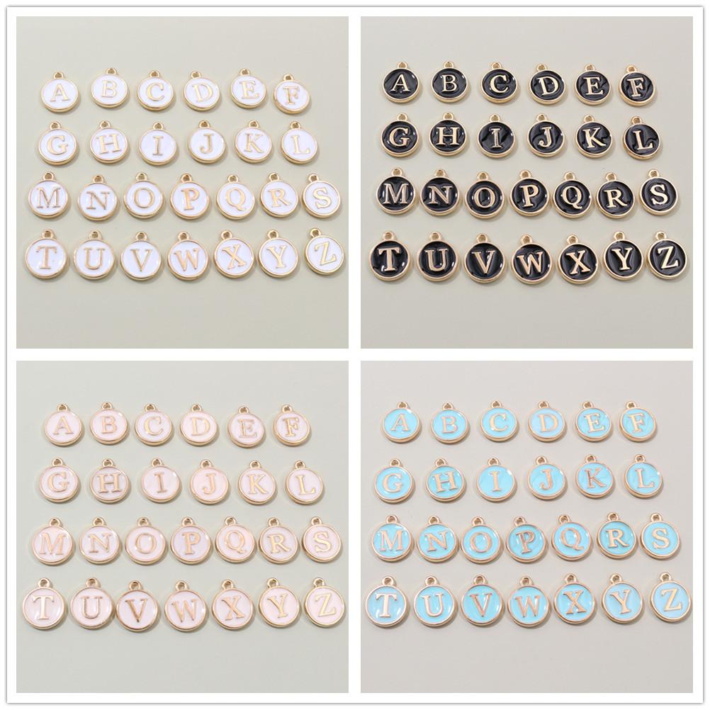 26pcs 12x14mm A-Z Letter Charms Enamel Alphabet Initial Letter Charms Pendant Handmade DIY Bracelet Jewelry Making Accessories