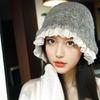Korean Lazy Style Gray Knitted Hat for Women In Autumn and Winter Wool Fisherman Hat Showing Face Small Warm Basin Hat Autumn and Winter Warm