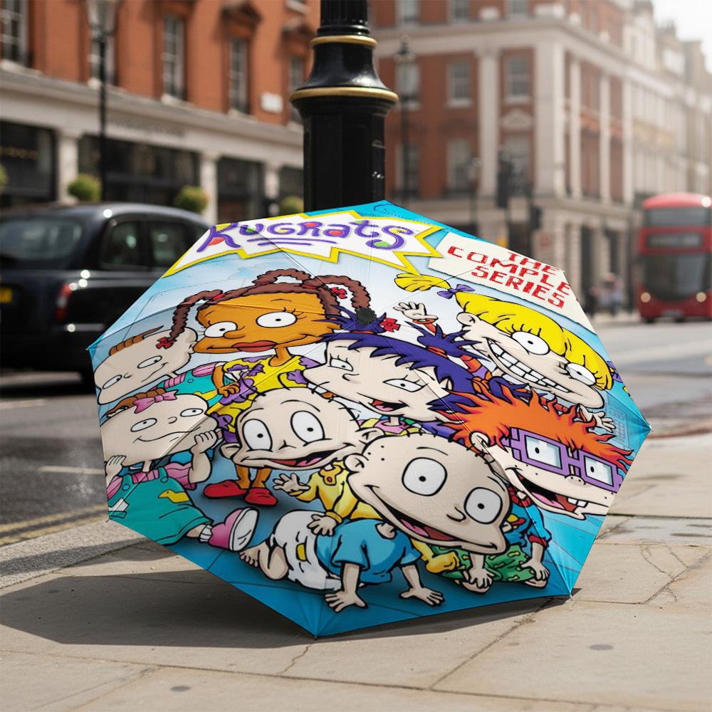 1 PC Automatic Folding Umbrella- Rugrats Pattern, Portable & Foldable Design with 8 Ribs, Christmas Birthday Gifts