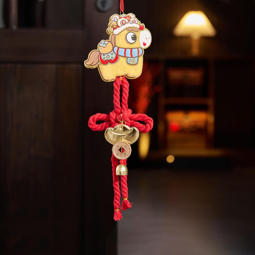 Year Of The Horse 2026 New Year Decorative Hangings Cartoon with Bell Pendant Spring Festival Decoration Gift Wall Hanging Decor