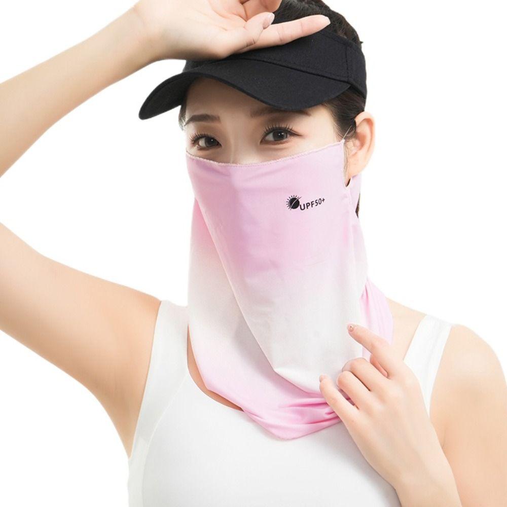 Letter Sunscreen Face Veil Breathable Neckline Face Cover Thin Summer Ice Silk Face Mask  Driving