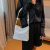 Women Shoulder Bag Magnet Button Closure Waterproof Smooth Solid Color Adjustable Large Capacity Korean Style Lady Handbag