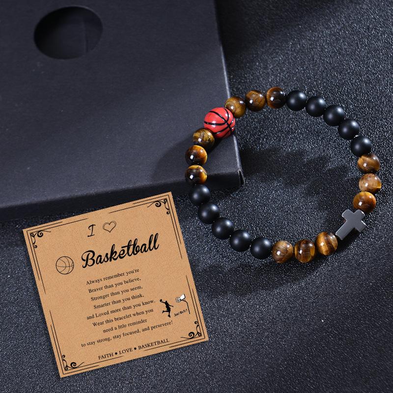 2025 New Natural Stone Bracelet Volleyball Softball Basketball Soccer Football Baseball Bracelet Gifts for Men Teen Girl Boys