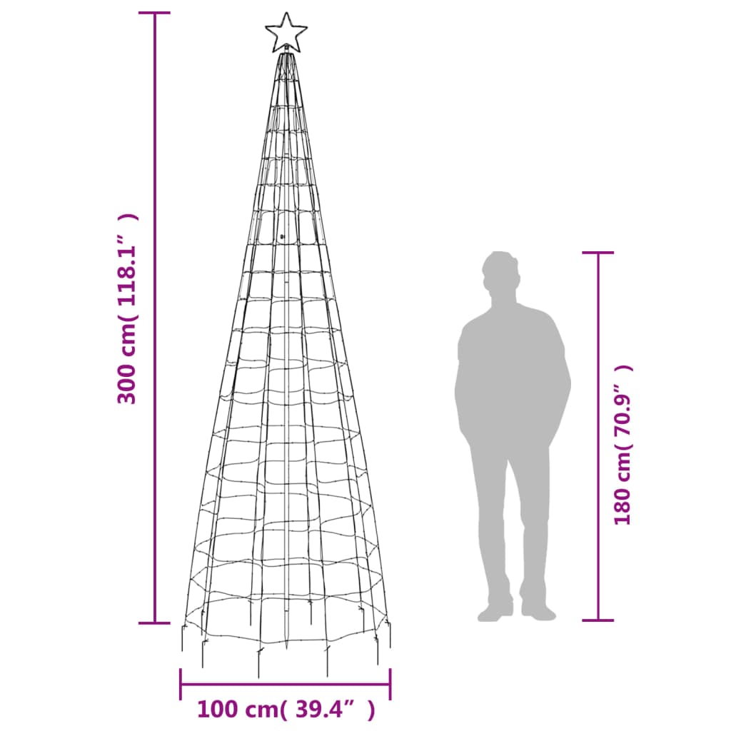 LED Christmas Tree with Ground Spikes 570 Cold White LEDs 300 cm