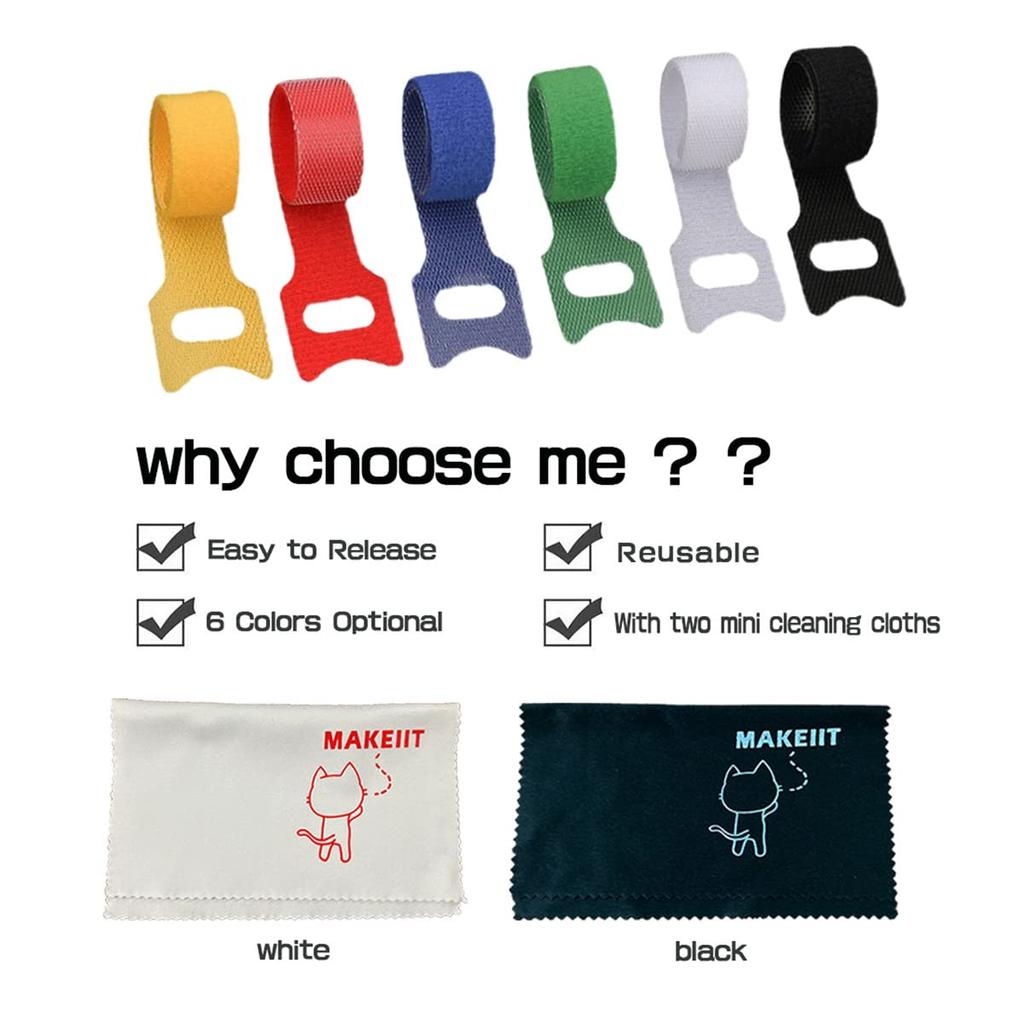 100-pack 200mm White Cable Ties - Reusable Cable Ties, 20cm, Can be Used Over and Over Again