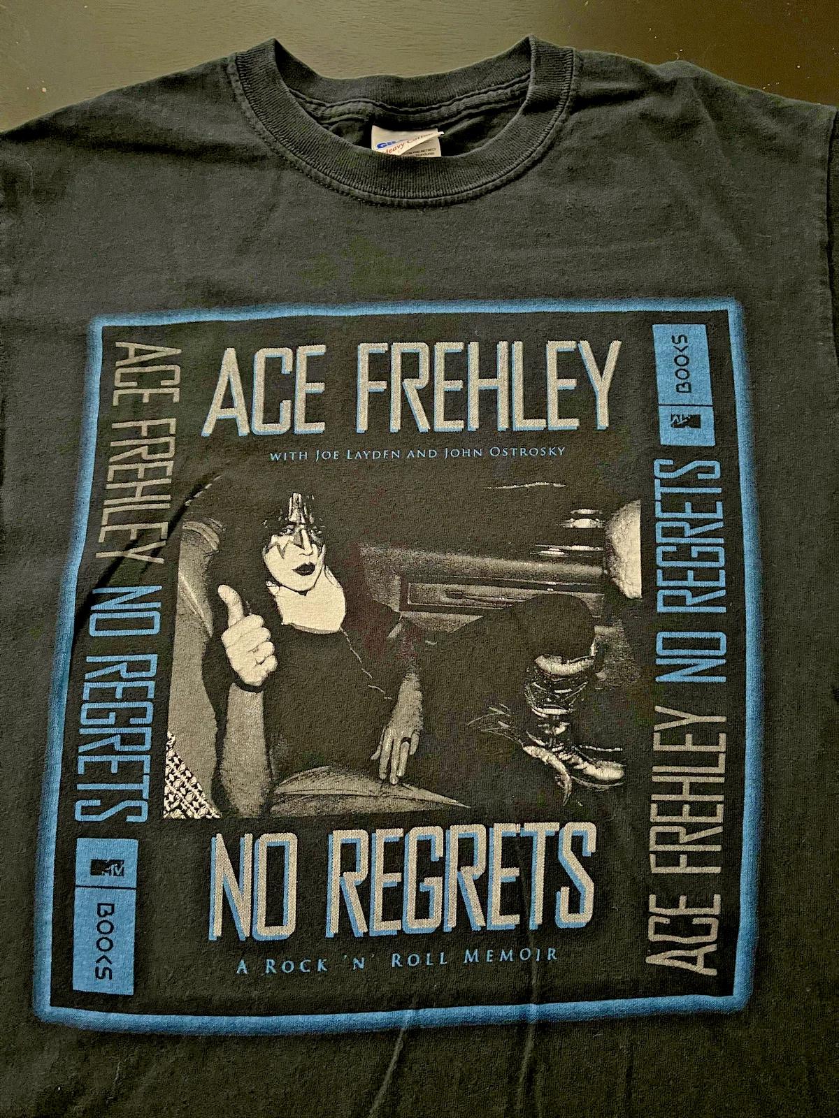 

Ace Frehley NO REGRETS MTV Books Promo 100% Cotton T-shirt Mens Tees Top, 2011, Size: Small S