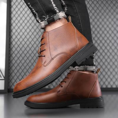 New Autumn and Winter Men's Boots Minimalist Gentleman Style Office and Leisure Business Adult High Top Leather Shoes Dress