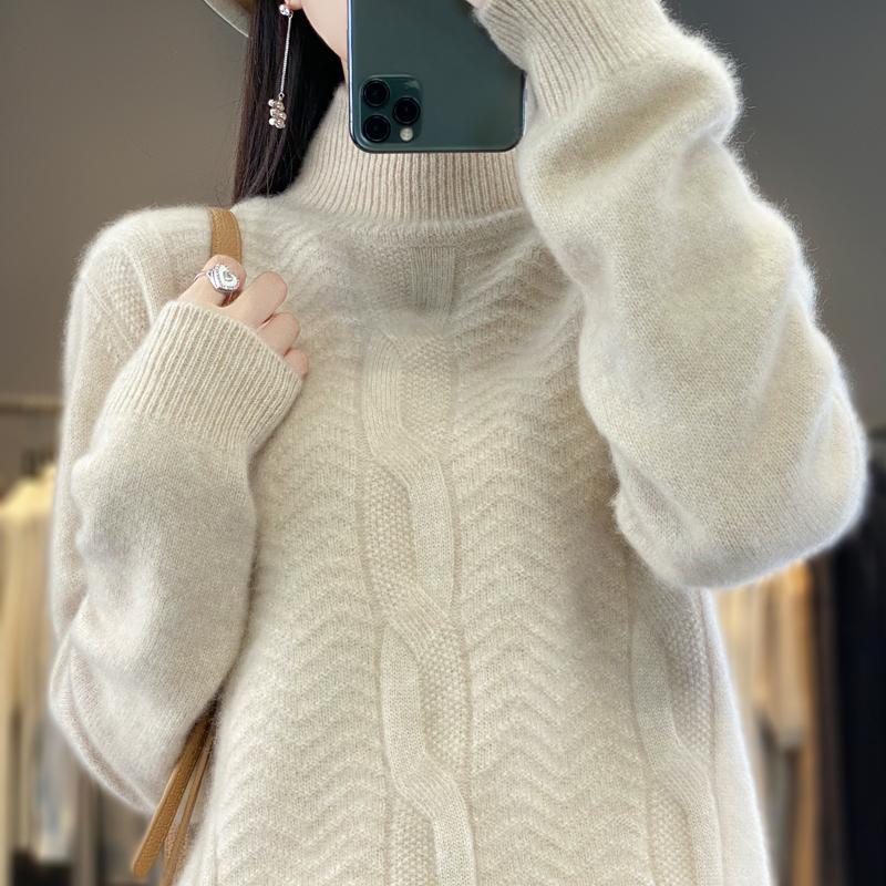 Женский кашемировый свитер Qinghe кашемир 30% кашемир 70% шерсть осенне-зимний кашемировый толстый пуловер мягкий и теплый XXL бежевый