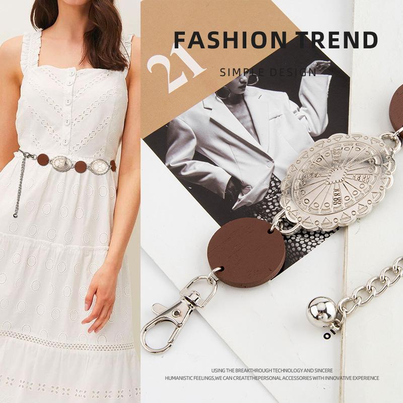 Fashion Maillard Metal Waist Chain Ladies Temperament Decoration Skirt Suit Belt Engraving Decoration Chain