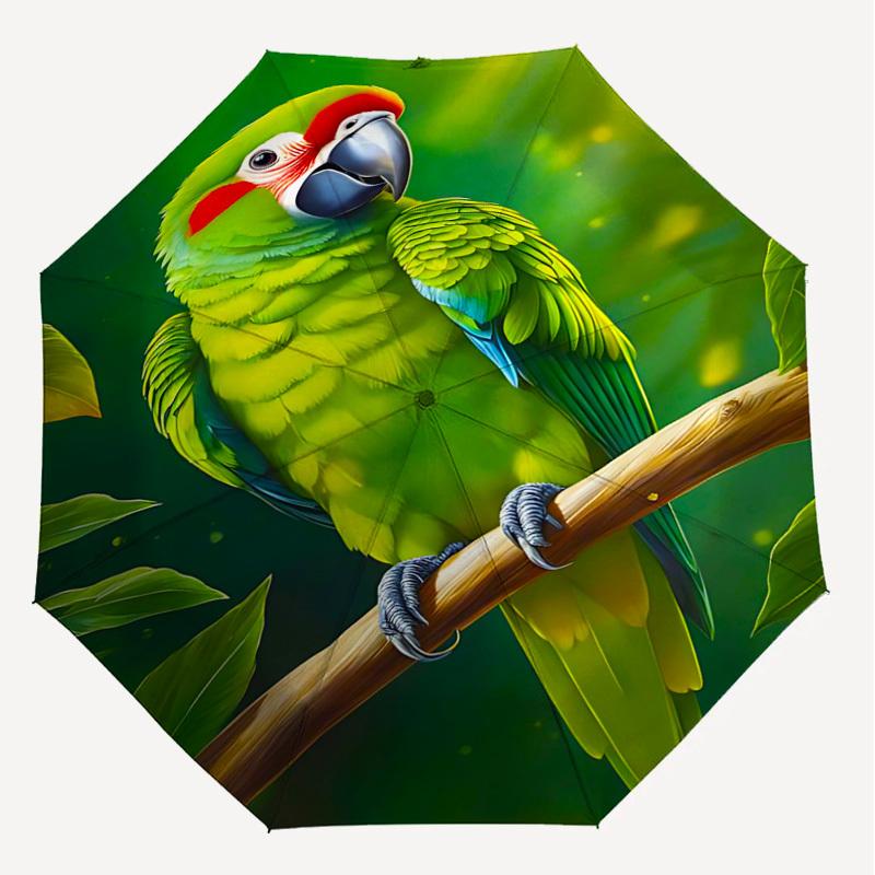1PC Parrot, Branch Automatic Open/Close Umbrella Compact Folding Umbrella with 8-Rib Shaft Lightweight Esign, Highquality Fabric1176A