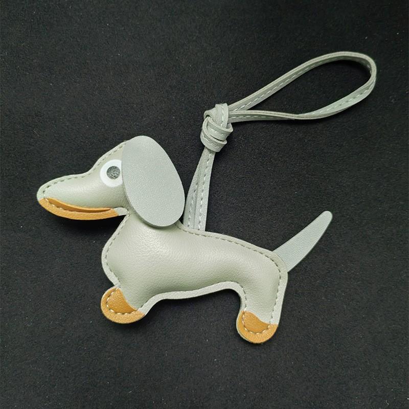 Dog Keychain Pendant Pu Leather Cartoon Pet Bag Charm For Keys And Phones