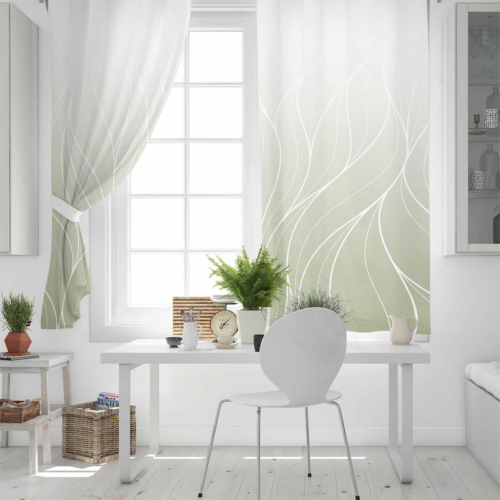 Sage Green Gradient Line Texture Blackout Curtains For Living Room Bedroom Window Treatment Blinds Drapes