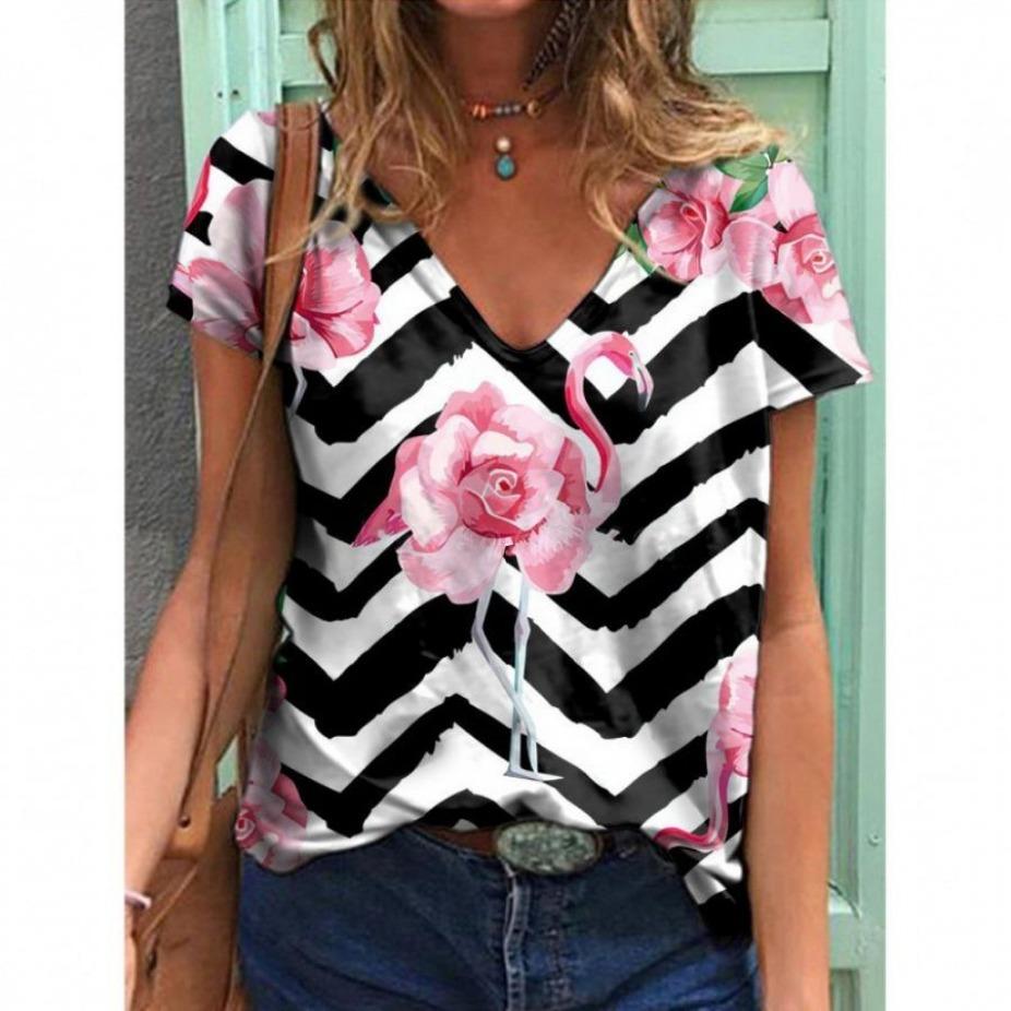 Summer Butterfly Floral T-Shirts 3D Print Women Fashion V-Neck Short Sleeve T Shirt Y2K Casual Tees Harajuku Top Female Clothing