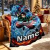 Custom Name Personalized Demon Slayer Print Blanket, Home Decor, Bedroom, Sofa, Camping, Couch, Gifts for Birthday Christmas