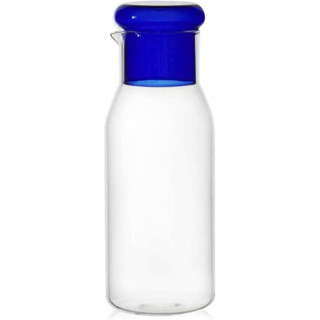 Glass Water Carafe Pitcher Bedside Night Carafe Juice Jug with Tumbler Glass,27oz