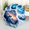 Paw Print Winter Landscape Themed Automatic Opening and Closing Umbrella, Compact Travel Umbrella, Lightweight and Portable, Suitable for Be