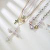Style Layered Cross Pendant Necklace With Rhinestone Embellishments For Women