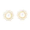 Light luxury high-end micro-inlaid zircon exaggerated pearl earrings gold-plated two-color earring-free earrings earrings and earrings for bridal earr