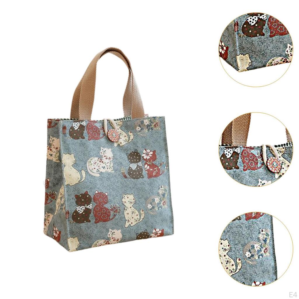 Borsa Tote in Tela alla Moda Carina Borsa da Pranzo a Mano per Campeggio Viaggi All'aperto