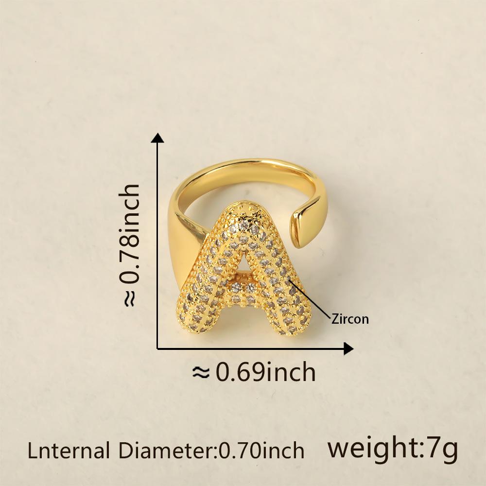 26 Letter Open-Ended Zircon Ring INS Minimalist Series Gift For Friends