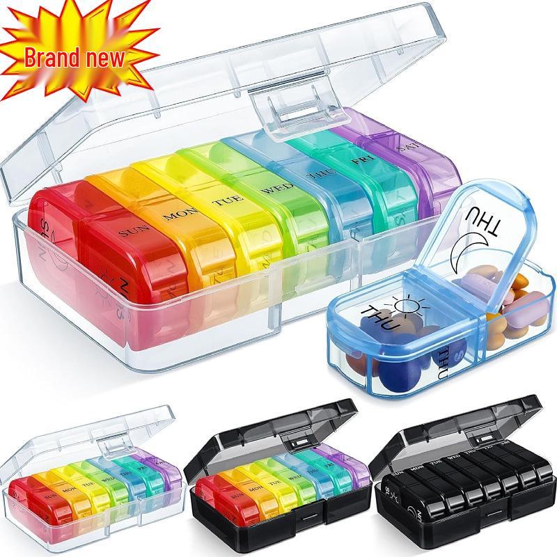 Portable Seven-Day Pill Organizer with 21 Compartmentalized Grids for Morning, Noon, and Evening - Large Capacity Travel Storage