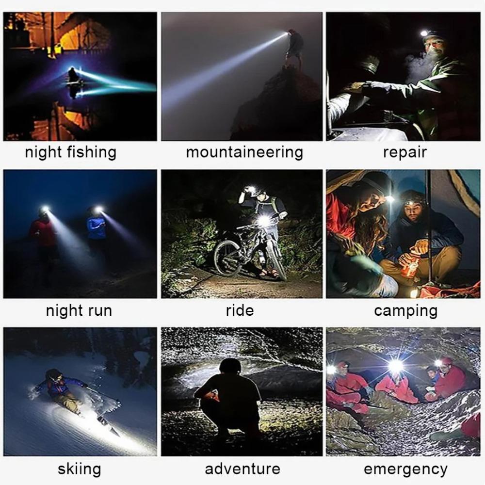 Type -C Rechargeable LED Induction  Headlamp High Powerful Head Flashlight  Outdoor