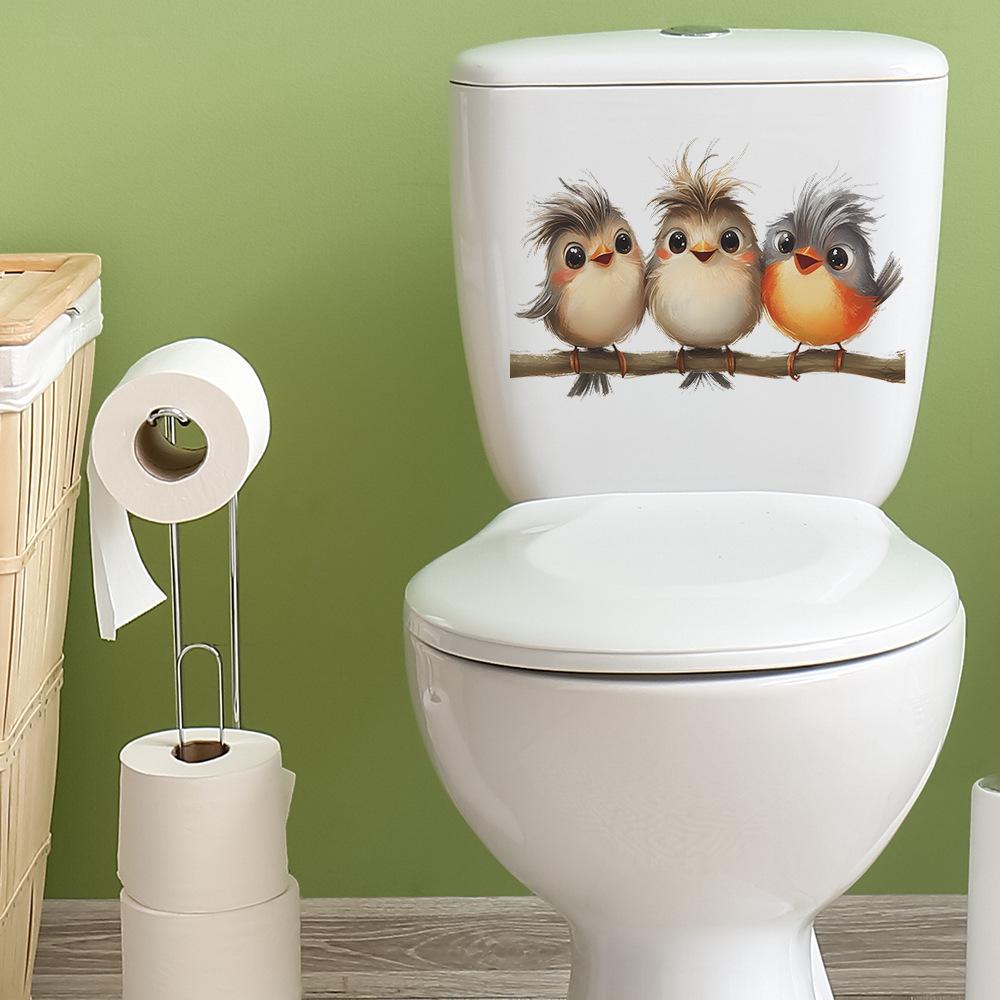 Cartoon Branches Birds Toilet Bathroom Decorative Wall Stickers