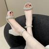 Fashion High Heels Sandals 2025 Women Summer Sparkling Rhinestone Shoes Women Fashion Open Toe Buckle Sandals Casual Heel Female Shoes