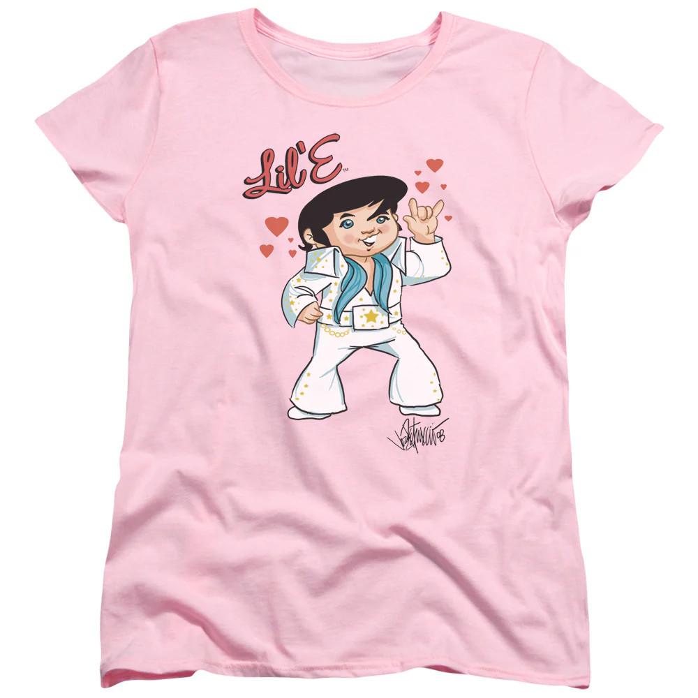 Elvis Presley Lil E Womens T Shirt Pink Officially Licensed Unisex T-Shirt L
