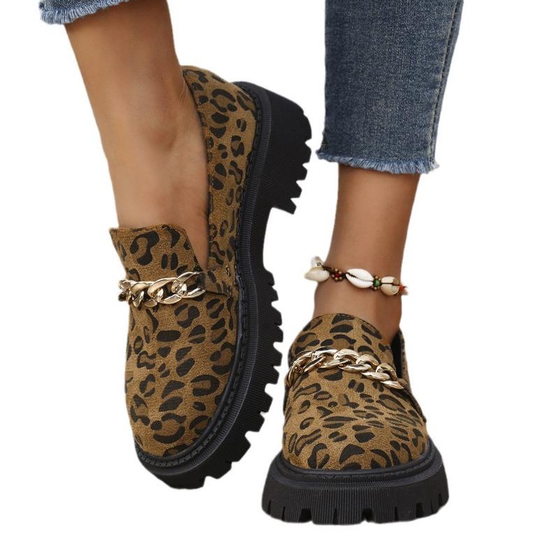 Übergröße neue Einzel-Schuhe Leopardenmuster Mode Einzel-Schuhe Temperament vielseitig Wildleder Damen-Schuhe
