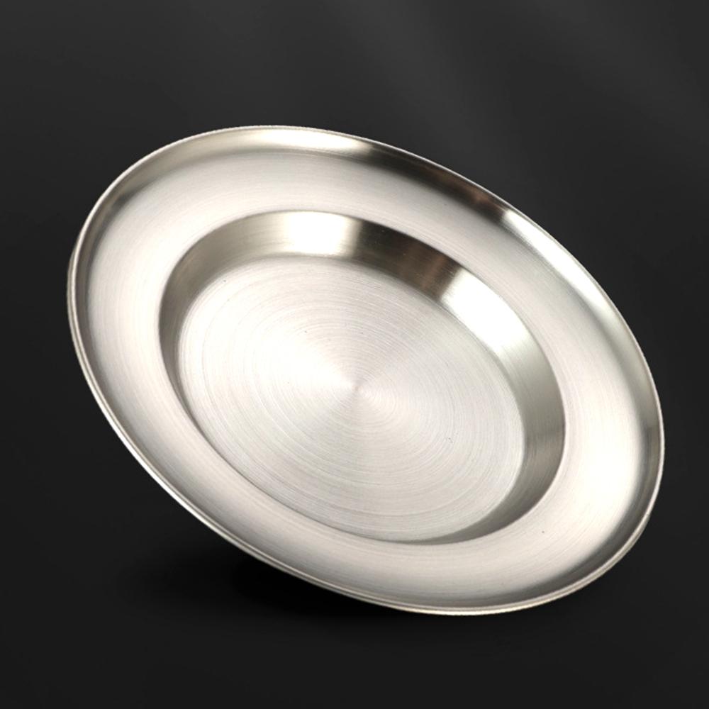 1PC Stainless Steel Plate 8in Ultra-Portable Dinnerware Metal Dinner Plates for Kids Toddlers Grate for Outdoor Camping Picnic