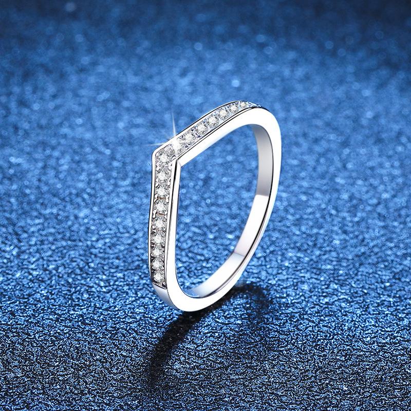 NeeTim Moissanite Ring 925 Sterling Silver with White Gold Plated Full Diamond Band Engagement Wedding Bridal Rings for Women