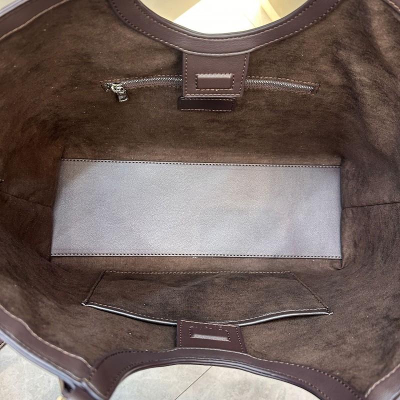 Vintage Leather Woven Tote Bag Women Large Capacity Shoulder With Magnetic Soft Genuine Cowhide