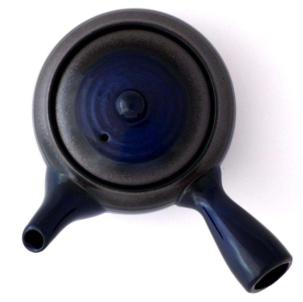 Banko ware flat teapot, size 2.0, with raw glaze, K22-26