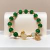 2025 Jadeite Green Jade Rabbit Bracelet: High-End Chinese Style, Year of the Snake, Elegant Women's Niche Beaded Design