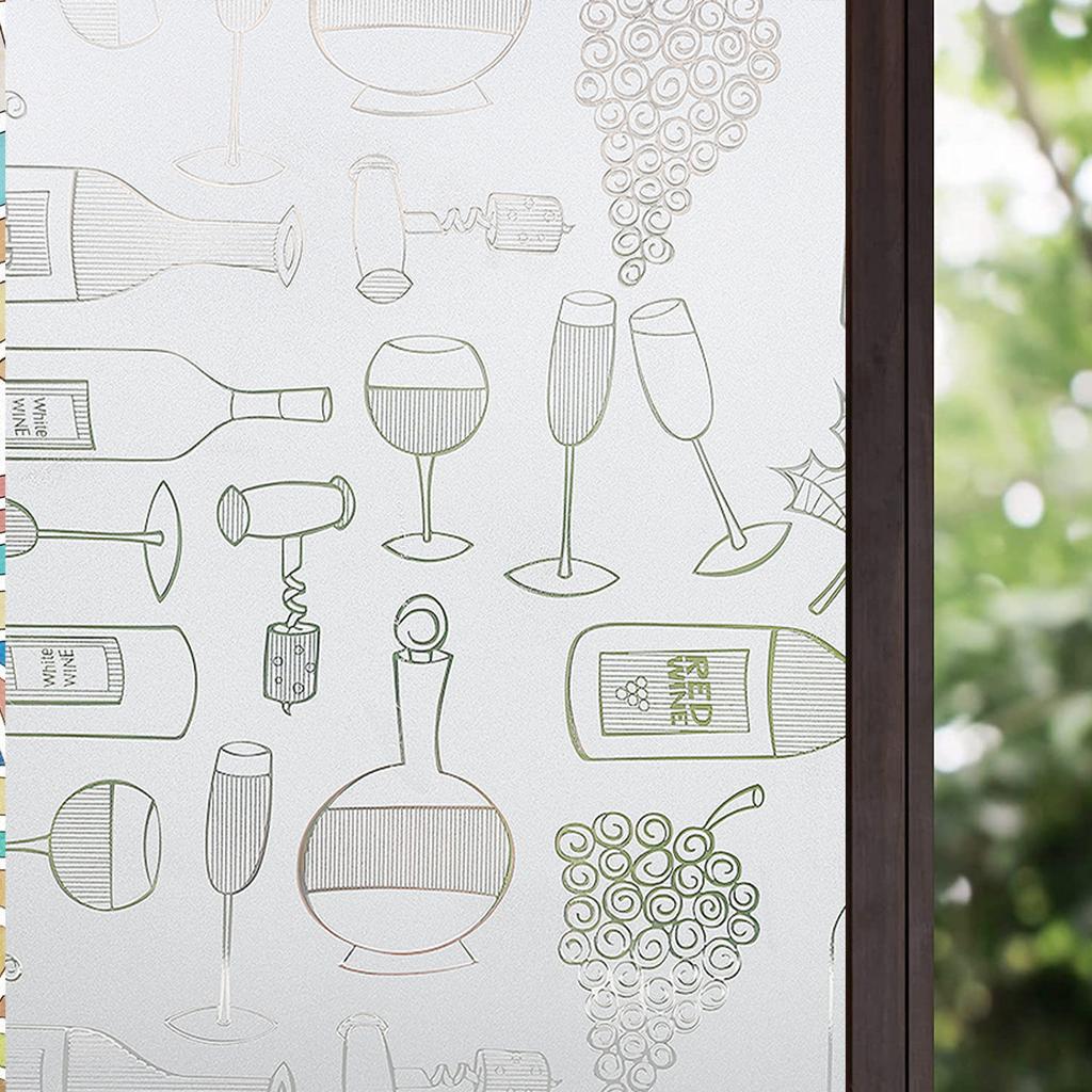Privacy Patterned Frosted Window Film for Glass Lace Decorative Opaque Static Cling Vinyl Self-Adhesive Window Sticker for Home