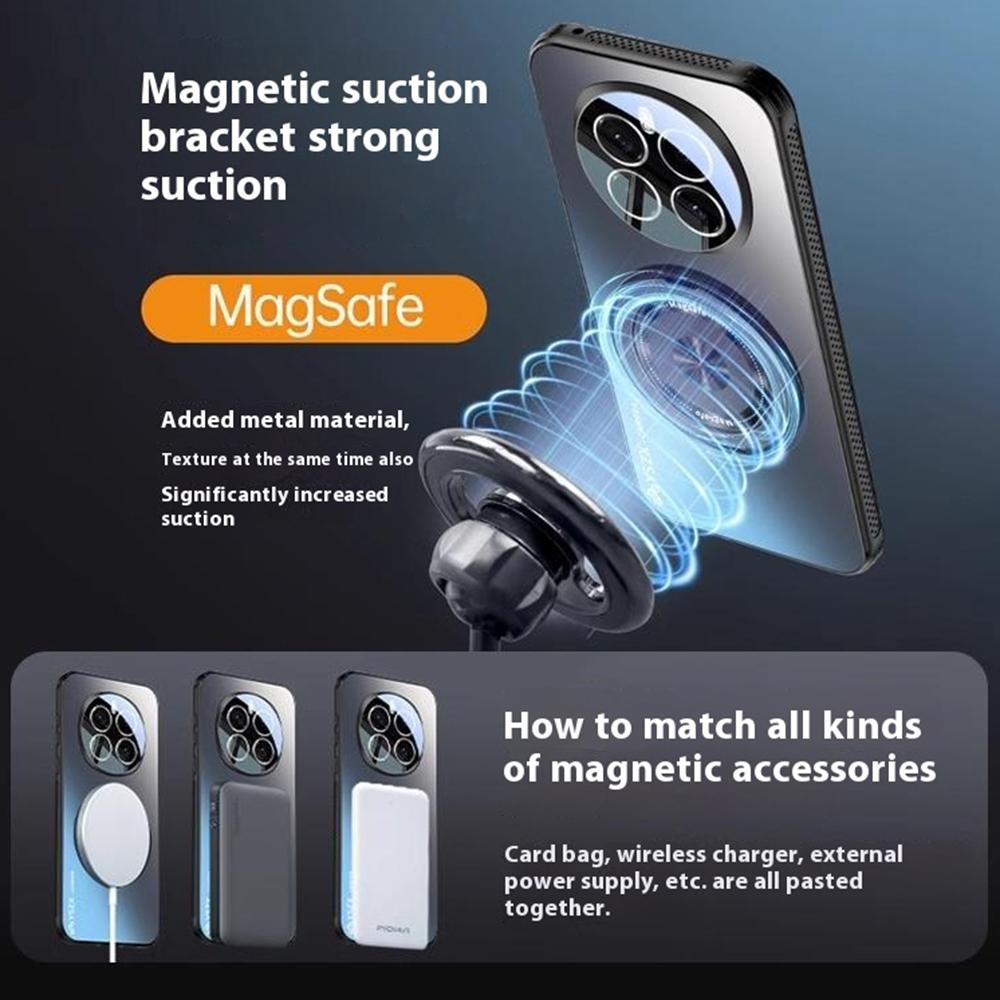 

For Honor Magic7 Pro 5G Magnetic Case Rotating Kickstand PC+TPU Heat Dissipation Phone Cover with Lens Protection Titanium