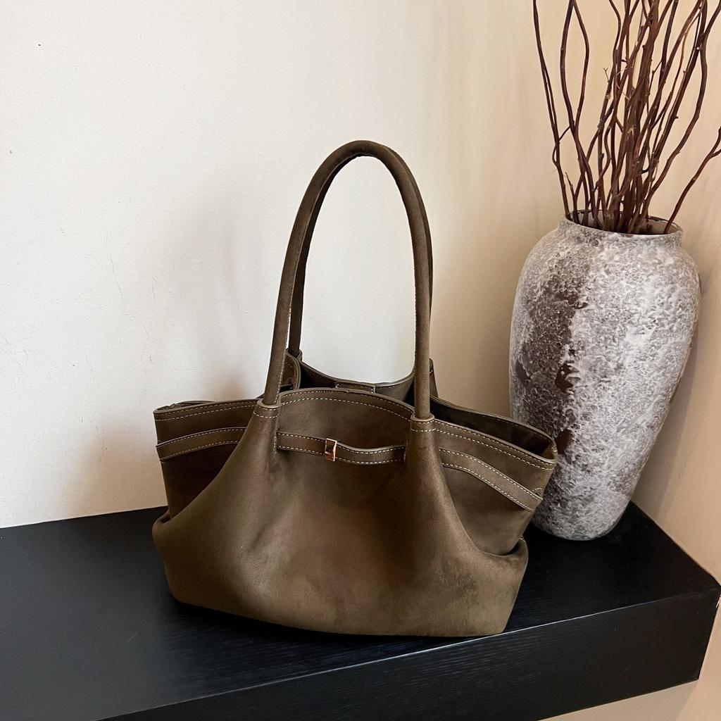 Large Capacity Matte Tote Bag 2025 New TEMU Pleated Retro Wing Bag Shoulder Armpit Bag