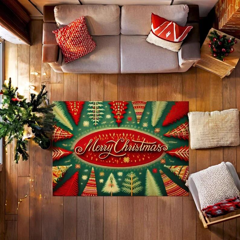 Snowflake Rug Christmas Rug Xmas Rug Merry Christmas Rug Christmas Red Area Carpet Home Decoration