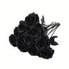 10PCS 50CM Dark Red Black Rose Artificial Flowers Halloween Party Dark Photo Decoration Prop Goth Rose Wedding Home Decor