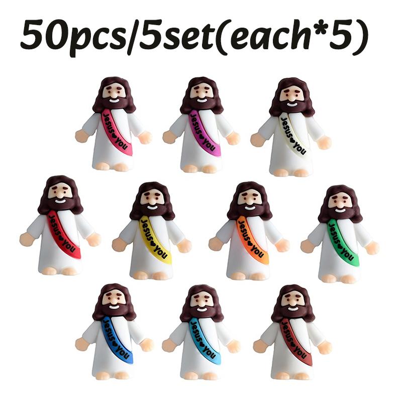 10-50PC Mini Jesus Statue Set Decor Easter Cartoon Jesus Toys Festive Party Scene Decor Room Tabletop Figurines Easter Gifts