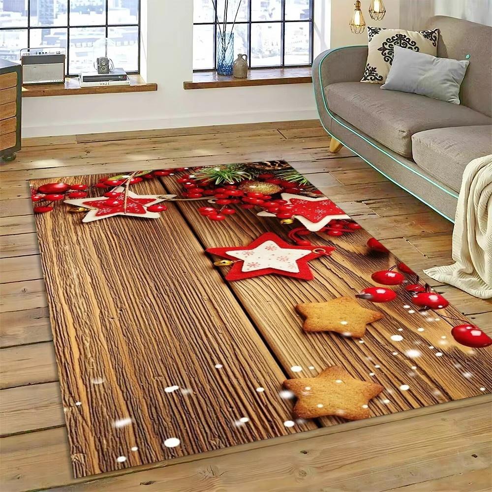 Weihnachtsteppich Rot und Weiß Schneeflockenmuster Feiertagsboden für Wohnzimmer Schlafzimmer Küche Boden Weihnachtsfeier Dekoration